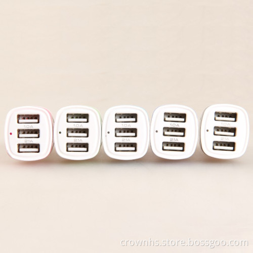 Mobile phone mini portable 12v fast 3 port usb car charger